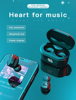 A6 TWS 5.0 Aparelhagem hi-fi Fone de ouvido sem Fio Headphone Fone de ouvido Estéreo Mini Fones de ouvido Para Android IOS Visor Digital Para Xiaomi Ar