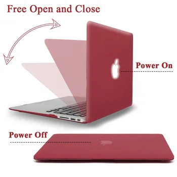 Difícil Protetora para Apple Macbook Air de 11 de Ar /13 /Pro 13 /Pro 15 /Macbook 12 Matte Vinho Vermelho Shell Capa + Teclado US de Pele