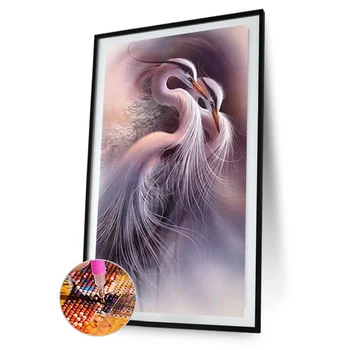 40x80cm cor-de-Rosa Heron Coroa 5D DIY Diamante Pintura Kits de Rodada Completa da Broca Parede a Imagem Artesanal Strass Mosaico Artesanato Decoração