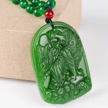 Natural de Jade Verde esculpida à Mão Zodíaco Tigre Pingente Fashion Boutique de Jóias de Homens e Mulheres Colar de Presente Acessórios
