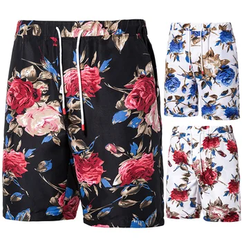 Havaianas Floral Shorts para os Homens 2021 de Verão, Moda Masculina, Roupas de Praia Casual Flor de Cinco pontos Calças Tamanho Plus 5XL