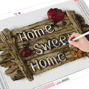 HUACAN Completo Quadrado/Redondo Diamante Pintura Kit Sweet Home 5d Bordado de Diamante bem-vindo Mosaico de Texto de Artesanato de Decoração de Casa de Kits