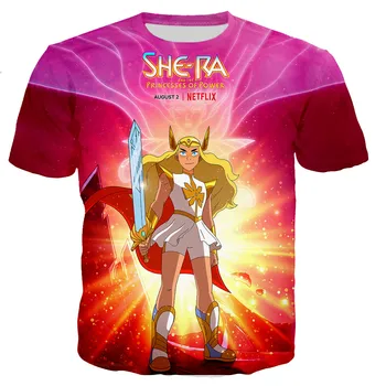 She-Ra, T-Shirts Homens/mulheres 3D She-Ra Impresso T-shirts Casual Harajuku Estilo de T-Shirts Streetwear Tops