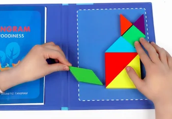 Crianças Magnético tangram de 7 peças de Quebra-cabeça Colorido Praça IQ Jogo Inteligente de Brinquedos Educativos para Crianças de Lógica de Formação