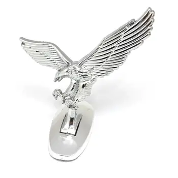 Adeeing Carro 3D Emblema Logotipo do Carro Ornamento do Capô Dianteiro Tampa do Carro Cromado Emblema da Águia para o Auto de Carro Prata-branco
