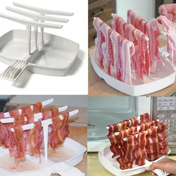 A Posição Do Plástico Churrasqueira Família Bacon Grelhe A Carne Bandeja Em Rack De Alta Temperatura Da Resistência De Micro-Ondas Bacon Panela De Prateleira