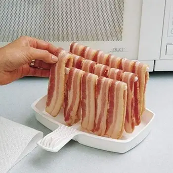 A Posição Do Plástico Churrasqueira Família Bacon Grelhe A Carne Bandeja Em Rack De Alta Temperatura Da Resistência De Micro-Ondas Bacon Panela De Prateleira