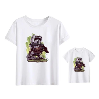 Famliy Olhar Darth Vader Impresso Star Wars Adulto Unisex T-shirt Nova Harajuku Crianças t-shirts da Moda Tee de Crianças T-shirt Engraçada Queda