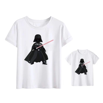Famliy Olhar Darth Vader Impresso Star Wars Adulto Unisex T-shirt Nova Harajuku Crianças t-shirts da Moda Tee de Crianças T-shirt Engraçada Queda