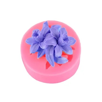 O lilás, Rosa Lírio de Fondant de Silicone do Molde de Gesso, Decoração de Bolo de DIY Chocolate Ferramentas de Cozimento