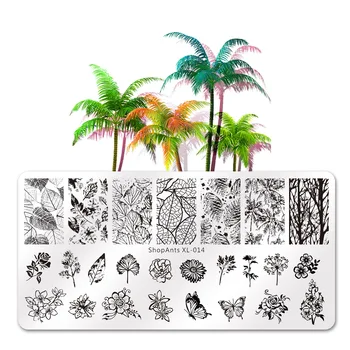 2020 NOVOS Desenhos de Unhas DIY de Estampagem de Chapas de Folha de Padrões Naturais de Plantas de Folhas de Nail Art Stamp Modelos de Estêncil Arte do Prego Ferramentas