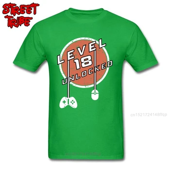 Nível 18 Desbloqueado Homens T Shirts Personalizadas Adulto Presente De Aniversário Tops, T-Shirts Novidade Gamer Rua Roupas Superior De Algodão Tees Vintage