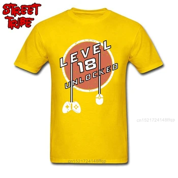 Nível 18 Desbloqueado Homens T Shirts Personalizadas Adulto Presente De Aniversário Tops, T-Shirts Novidade Gamer Rua Roupas Superior De Algodão Tees Vintage