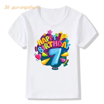 Camiseta T-Shirt para Menina Roupas de Meninas de 4 5º Feliz Aniversário para Crianças de Vestuário, Roupas de Crianças de Roupa de Meninos De 8 Anos Gráfico T-Shirts