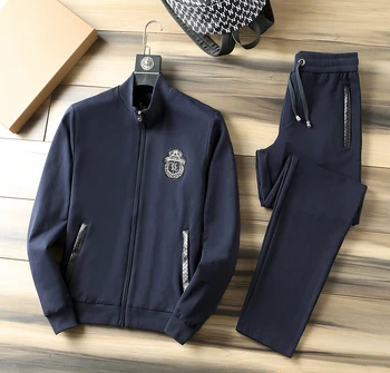 O BILIONÁRIO Sportswear conjunto de homens 2021 inverno de espessura nova moda Confortável de algodão zíper exterior bordado de qualidade de grande tamanho M-3XL