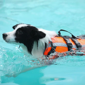 Cão de Colete salva-vidas de Verão de Cor Sólida animal de Estimação Revestimento de Vida de Cão-Roupas de Segurança Cães Swimwear Animais de estimação Segurança Natação Terno S-XL