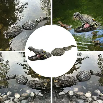 Flutuante Crocodilo Decoração Lagoa Resina De Simulação De Ornamento Para O Predador Heron Pato Controle De Decoração De Jardim Piscina Decoração