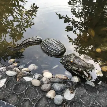 Flutuante Crocodilo Decoração Lagoa Resina De Simulação De Ornamento Para O Predador Heron Pato Controle De Decoração De Jardim Piscina Decoração