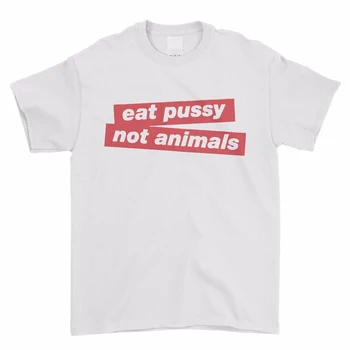 Comer Buceta Não Animais Hipster Ganhos Vegan Gangsters Homens T-Shirt Camiseta Camiseta De Verão De Manga Curta, Tamanho Plus Estilo Preto
