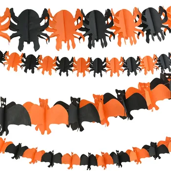 1pc 3M Decoração de Halloween Pendurar Enfeites de Papel Garland Abóbora Espírito Morcego Aranha Cia para a Home do Festival de Fornecimentos de Terceiros