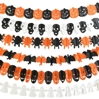 1pc 3M Decoração de Halloween Pendurar Enfeites de Papel Garland Abóbora Espírito Morcego Aranha Cia para a Home do Festival de Fornecimentos de Terceiros