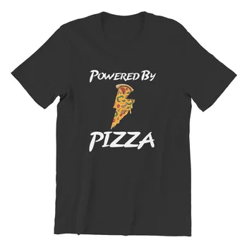 Homens de T-shirts Alimentado Por Pizza Homens Fresco Pizza T-Shirt Algodão Casais Gráfico Correspondente Anime Hip-Hop Camisetas 32296