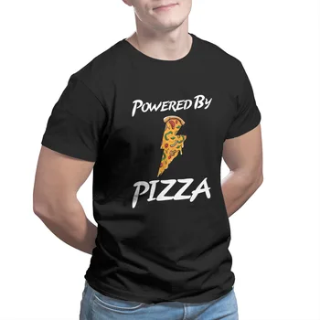 Homens de T-shirts Alimentado Por Pizza Homens Fresco Pizza T-Shirt Algodão Casais Gráfico Correspondente Anime Hip-Hop Camisetas 32296