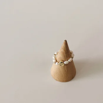 2021 Coreia Vintage Charme Feliz Sorriso Colorido Frisado Anéis Feminino Anel De Pérola Retrô Vintage Mulheres Jóias Anéis Presentes
