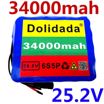 24V 34Ah 6S5P 18650 li-ion battery pack de 25,2 v 34000mAh bicicleta elétrica ciclomotor elétrico /bateria de iões de lítio pack+2A carregador