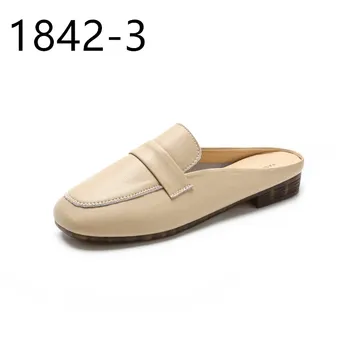 Couro topless semi-sandálias femininas de verão flip-flops de 1842
