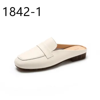 Couro topless semi-sandálias femininas de verão flip-flops de 1842