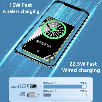 10000mAh Banco de Potência 15W Magnético Rápido Carregador sem Fio Para o iPhone da Apple 12 Íman Externo de Bateria Para o Carregador Magsafe PowerBank