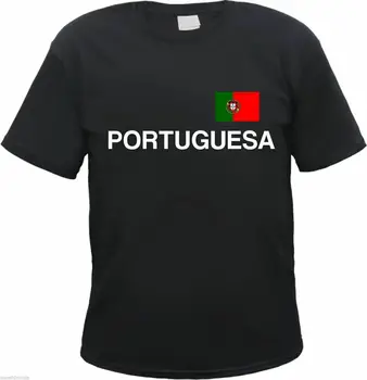 Portugal Homens de Texto E Impressão Bandeira Preta Portuguesa Camiseta Curta Casual t-shirt de grandes dimensões