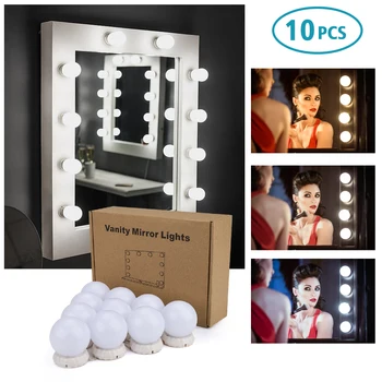Led Espelho de Maquilhagem emissor de Luz de Hollywood Luz 10 Lâmpada 12V UE Plug EUA Dimmable de Controle de Toque DIY Iluminação Para a penteadeira