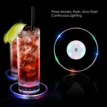 Acrílico Cristal Ultra-Fino LED de Luz de Montanha-russa Bar de Cocktail condições Flash da Base de dados de Barra Luminosa Bar Mat Rodada da Taça Pad Mat
