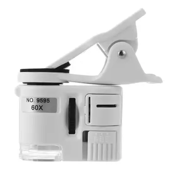 Lupa 60X Telefone Microscópio Digital Câmera com LED de Luz de Telefone Móvel Universal Lupa Lente Macro Câmera com Zoom de Clip