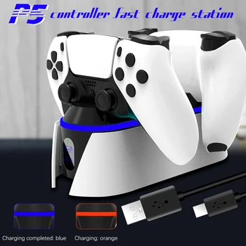 Dupla Carregador Rápido Para PS5 Controlador sem Fio do USB de suporte de Carregamento Dock Station Para Sony PlayStation5 DualSense Com a curva de Luz