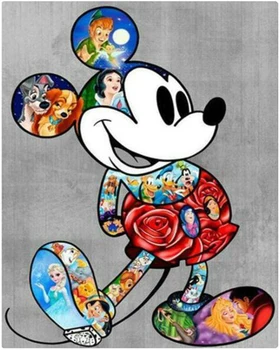 Mickey de Disney Plena Praça 5D DIY Mosaico de Vela Sereia Diamante Pintura de desenhos animados Diamante Bordado de Ponto de Cruz, Kits de Decoração Completo