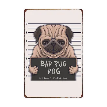 Melhor Pai do Cão Nunca de Metal Sinais Placa Ruim Pug Beagle, Dachshund Desenhos animados Poster Vintage Placas de Parede Decoracion de Decoração de Casa de 20x30 CM