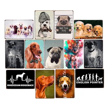 Melhor Pai do Cão Nunca de Metal Sinais Placa Ruim Pug Beagle, Dachshund Desenhos animados Poster Vintage Placas de Parede Decoracion de Decoração de Casa de 20x30 CM