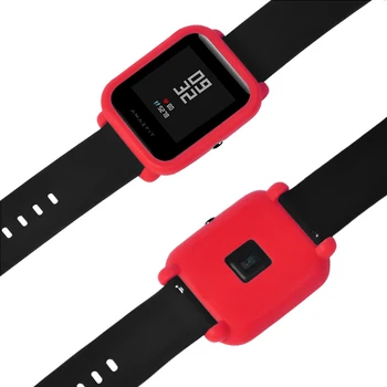 Para Amazfit Bip Capa de Silicone Caso Smartwatch Protetor Anti-risco Macio de Borracha de Proteção de Cor Sólida Smart Watch pára-choques