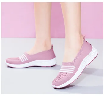 Mulheres sapatas 2021 cor sólida dedo do pé redondo de luz confortável, respirável, sapatos casuais