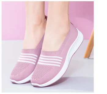 Mulheres sapatas 2021 cor sólida dedo do pé redondo de luz confortável, respirável, sapatos casuais