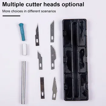 Non-slip bisturi de metal da ferramenta conjunto de kit cortador de papel de gravura de faca artesanal + 6 lâminas de telefone móvel PCB DIY de reparação de ferramentas de mão
