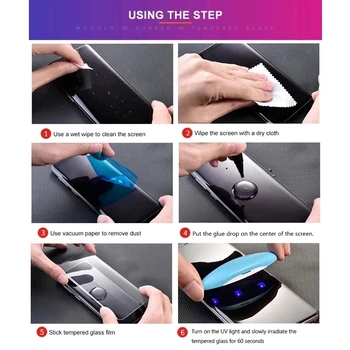 Completa-Curva Protetor de Tela Para UV Cola Líquida Vidro Reforçado E Ultravioleta Vidro Para Xiaomi 10 Por Mi CC9 Pro