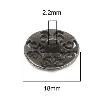4PCs de Zinco Liga com Base de Metal de Costura Convencionais Botões Redondos de Prata Flor Cor de Oca Esculpida 18mm( 6/8