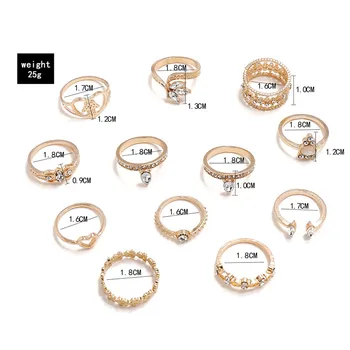 Modyle Boho Conjunto de Anéis de Ouro para as Mulheres de Coração de Fátima Mãos Anillos Cruz Folha Geométricas Coração Jóia do Anel