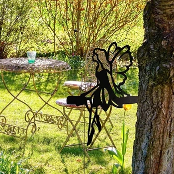 A arte de Fadas do Jardim Decorativo em Metal Silhueta Estacas de Enfeites de Árvore para o Quintal de Casa, Decoração Exterior