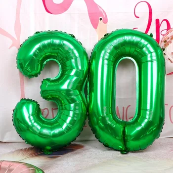 32polegadas Verde Número de Balões Infláveis Folha de Bola Crianças de Aniversário, Decoração de Balão de Festa de Aniversário de Suprimentos
