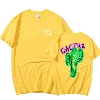 Scott Travis Cactus Jack Homens Luxo de Algodão T-Shirt Hip Hop Homens Mulheres Imprimir Casal de Amantes Harajuku T-Shirts CACTO T-Shirt